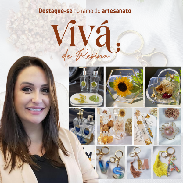 Curso de Resina Completo - Artesanato com Resina Epóxi - Do Iniciante ao Profissional - Chaveiros - Marca Páginas - Eternização - Flores e Buquês - Bandeja - Kit Lavabo